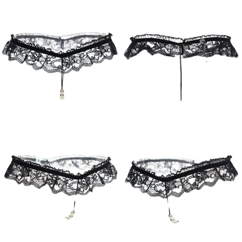 Churchf Sexy De Pup Lace Women's T-Thing Thong Trousers Pearl Panties Massage Lingerie Open-File Underwear T-Perspective Women
