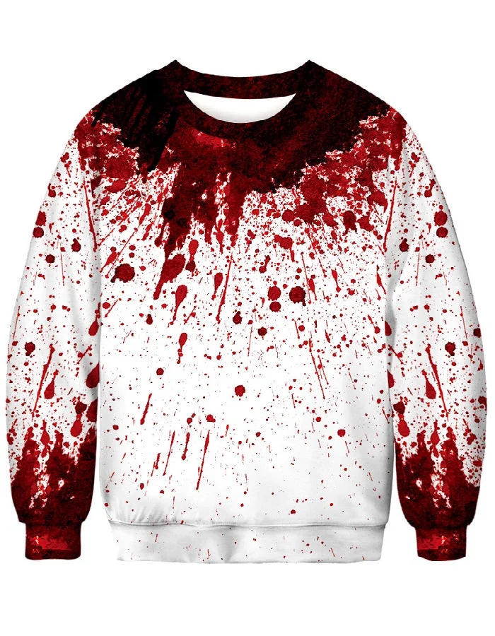 Halloween Blood Splatter Sweatshirt Dark Red-elleschic