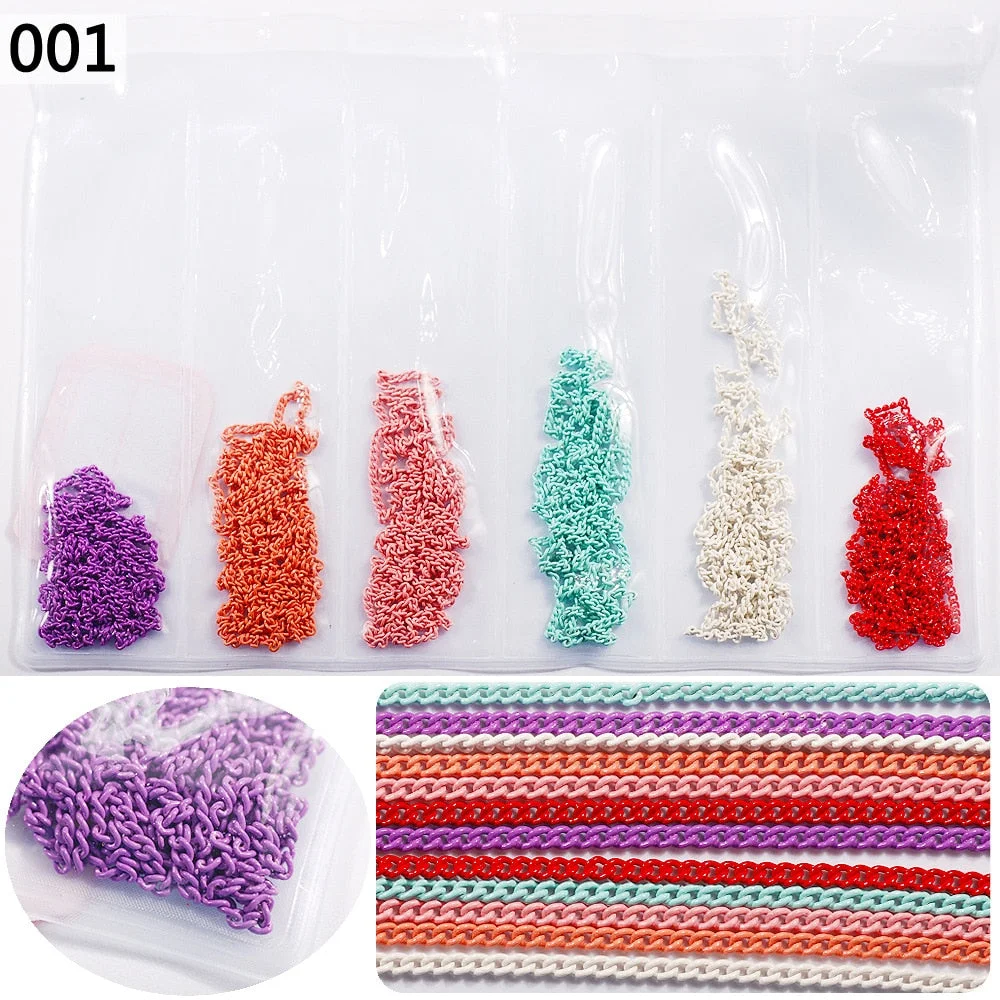 50cm / Six / Bag New Color Mixed Fashion Nail Art Creative Decoration Chain DIY Nail Art Creation Accessories 3d Charms