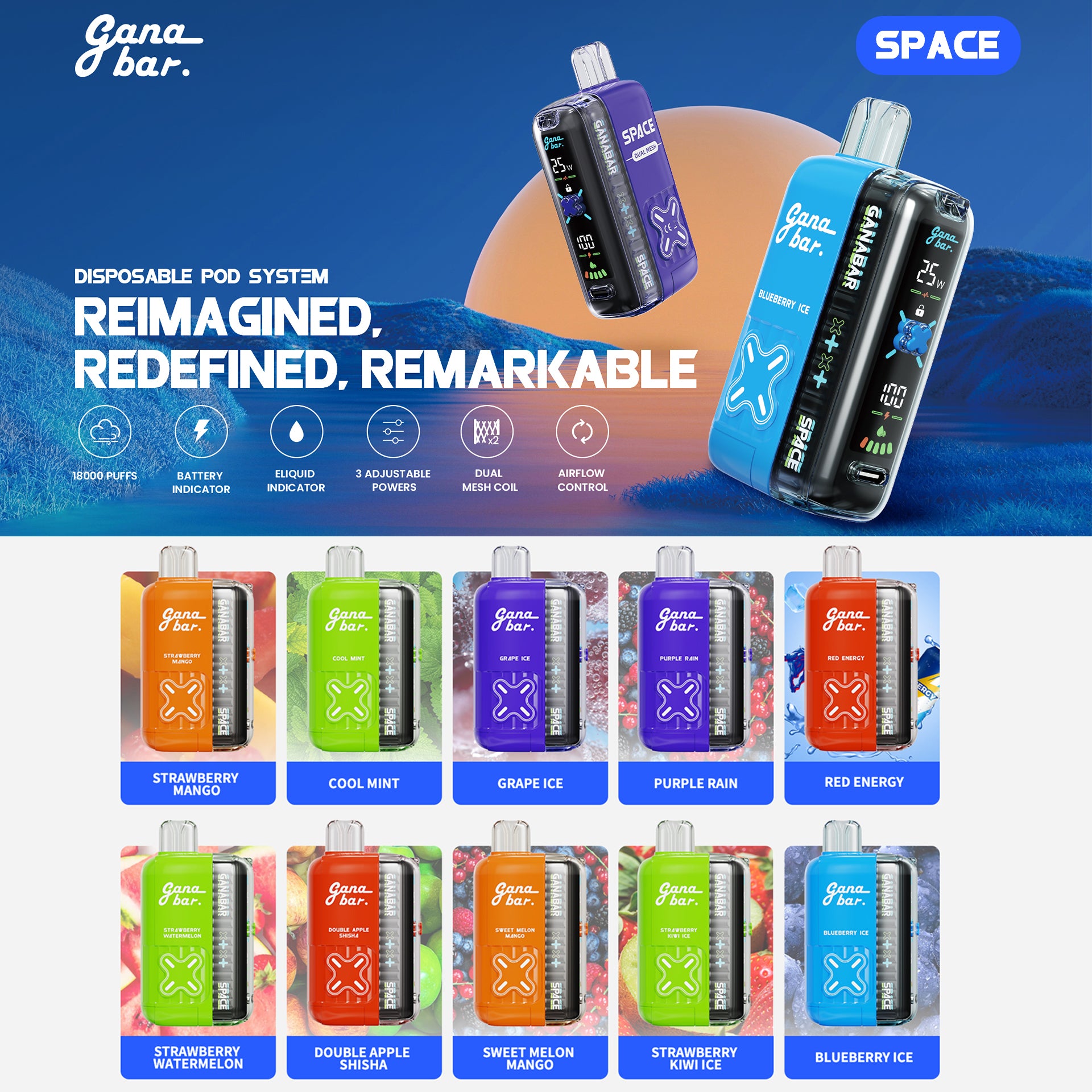 Tugboat GANABAR SPACE 18000 Puffs Disposable Vape Wholesale Tugboat CTYVape