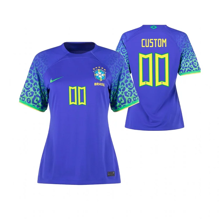Women's Brazil Away Shirt Kit World Cup 2022 ( Printing Your Name )