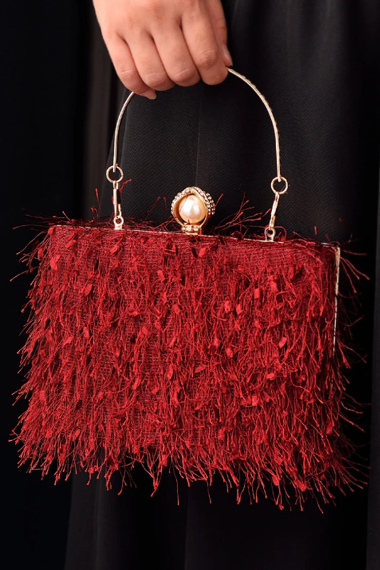 Banquet Solid Color Tassel Square Clutches Bags 2024 - Xpluswear