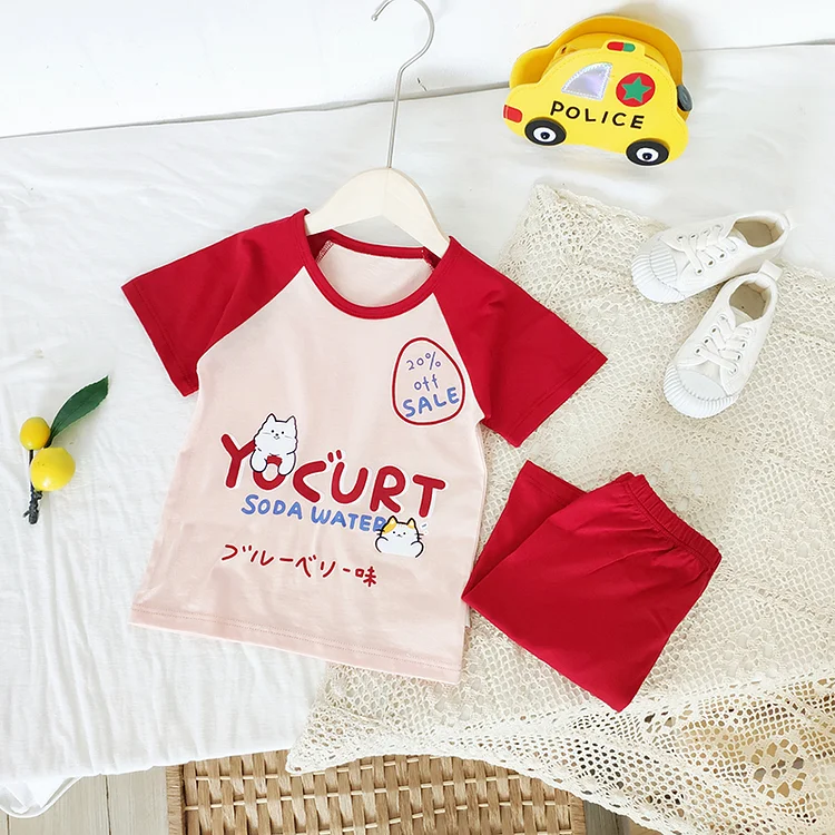 Baby Cat Color Block Tee & Shorts Set