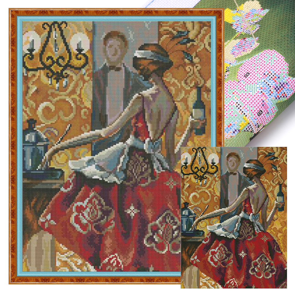 【Joy Sunday】Wonderful encounter Partial 14CT Pre-stamped Canvas(32*41cm) CrossStitch(backstitch)