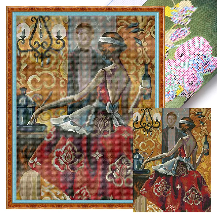 Joy Sunday- A wonderful encounter- 14CT - 2 Strands Threads Printed Cross Stitch - 32*41cm(Canvas)