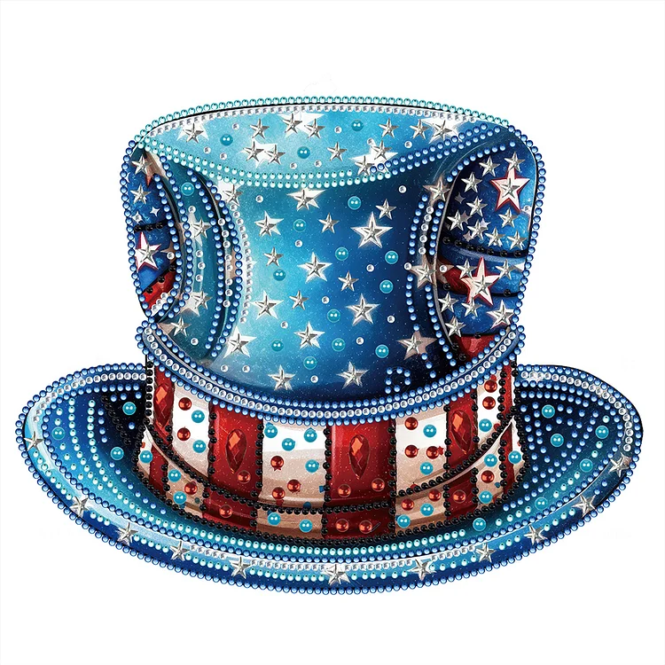 Partial Special-Shaped Diamond Painting - Independence Day Hat 30*30CM