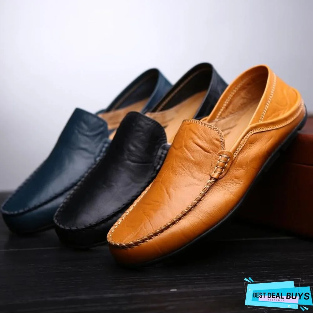 Men's Genuine Leather Loafers Casual Flat Shoes