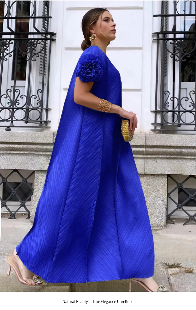 Pinsballz Pleated Heavy Industry Flower Disc Geometric Pleated Dress Versatile Age-reducing Mother Outfit  for Women