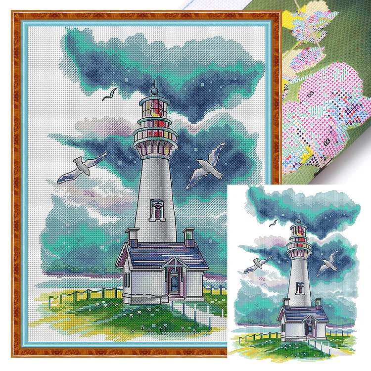 Joy Sunday Lighthouse And Seagull - Printed Cross Stitch 14CT 34*43CM