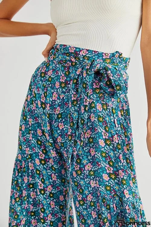 Print Belted Palazzo Pant