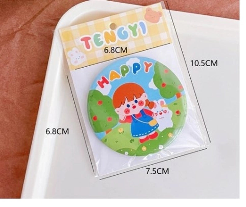 Cute Cartoon Plastic Glass Mirror 1 Piece