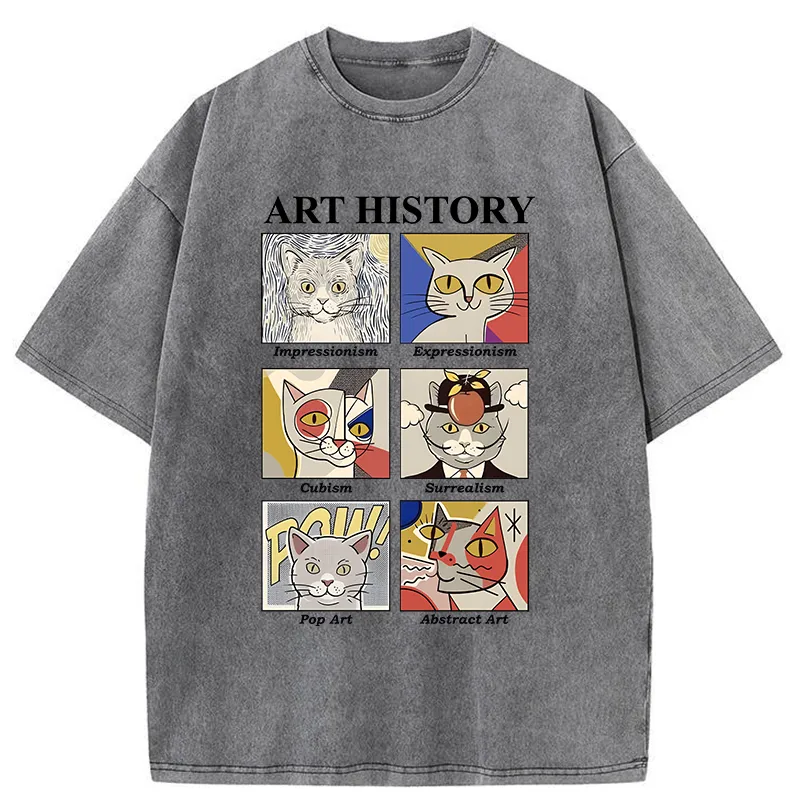Art History About Cats Washed T-shirt elevenforest