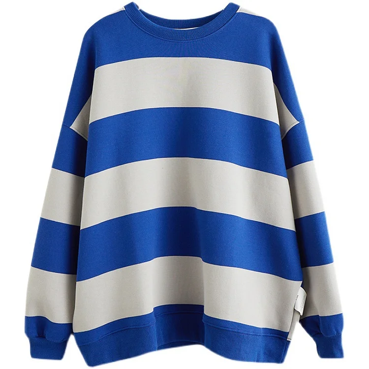 Loose Striped Thicken Sweatshirt - yankia