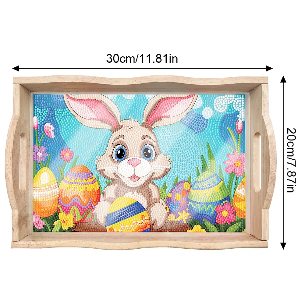 DIY Easter Bunny Diamond Painting Nesting Food Trays with Handle for Serving Food