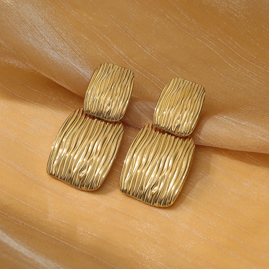 Square Wrinkled Texture Earrings