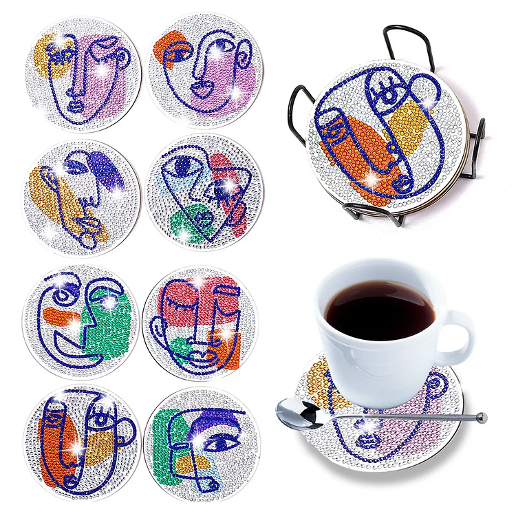 DIY Diamond Painting Coasters Kit Crystal Drink Coasters Cartoon for Adults Kids gbfke