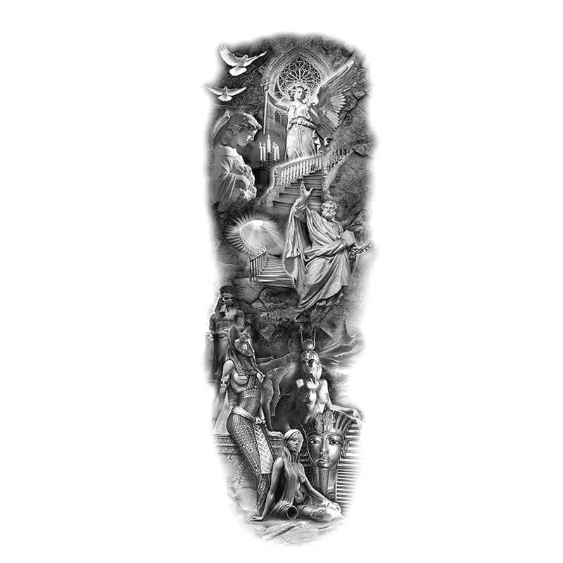 Temporary Tattoos Snake Lion Asian Fake Tattoo Tiger For Men Waterproof Art Mermaid Sticker Paste on Arm Leg Tattoos Body Art