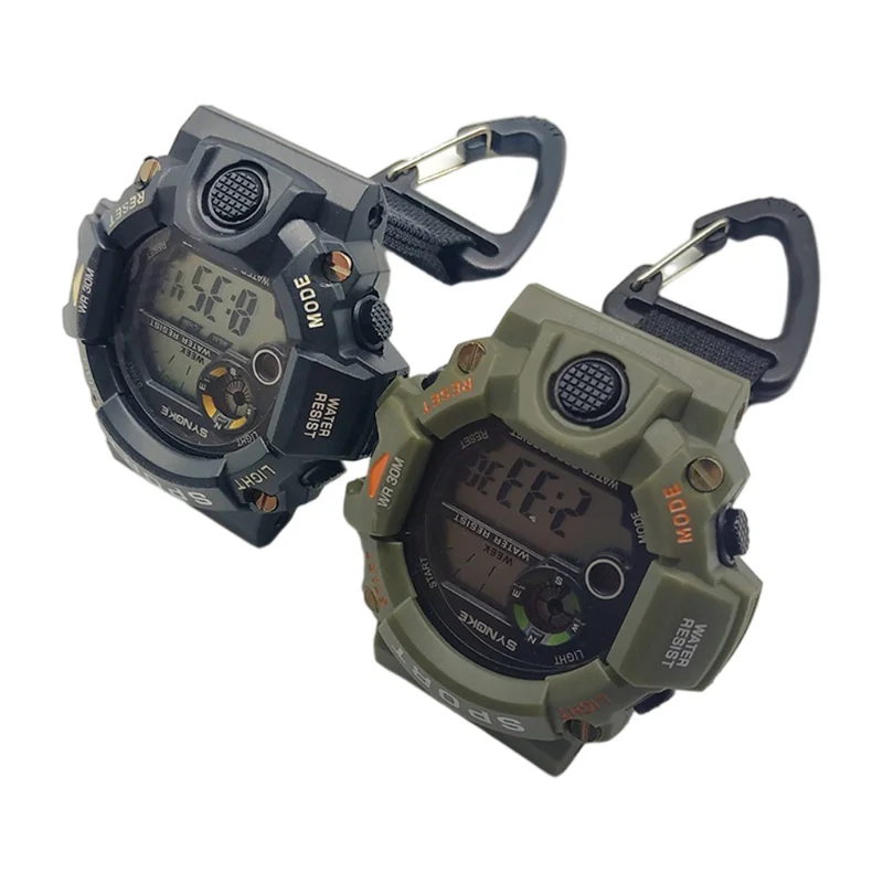 Outdoor Camping Luminous Pocket Watch Compass Carabiner 