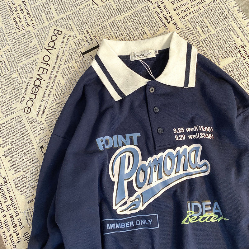 OLCooL 2024 Fall Fashion Polo Pomona Vintage Collar Sweatshirt olcool