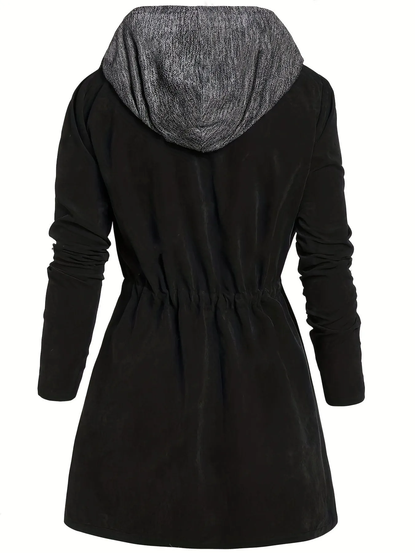 Ruched Hooded Coat Plus Size