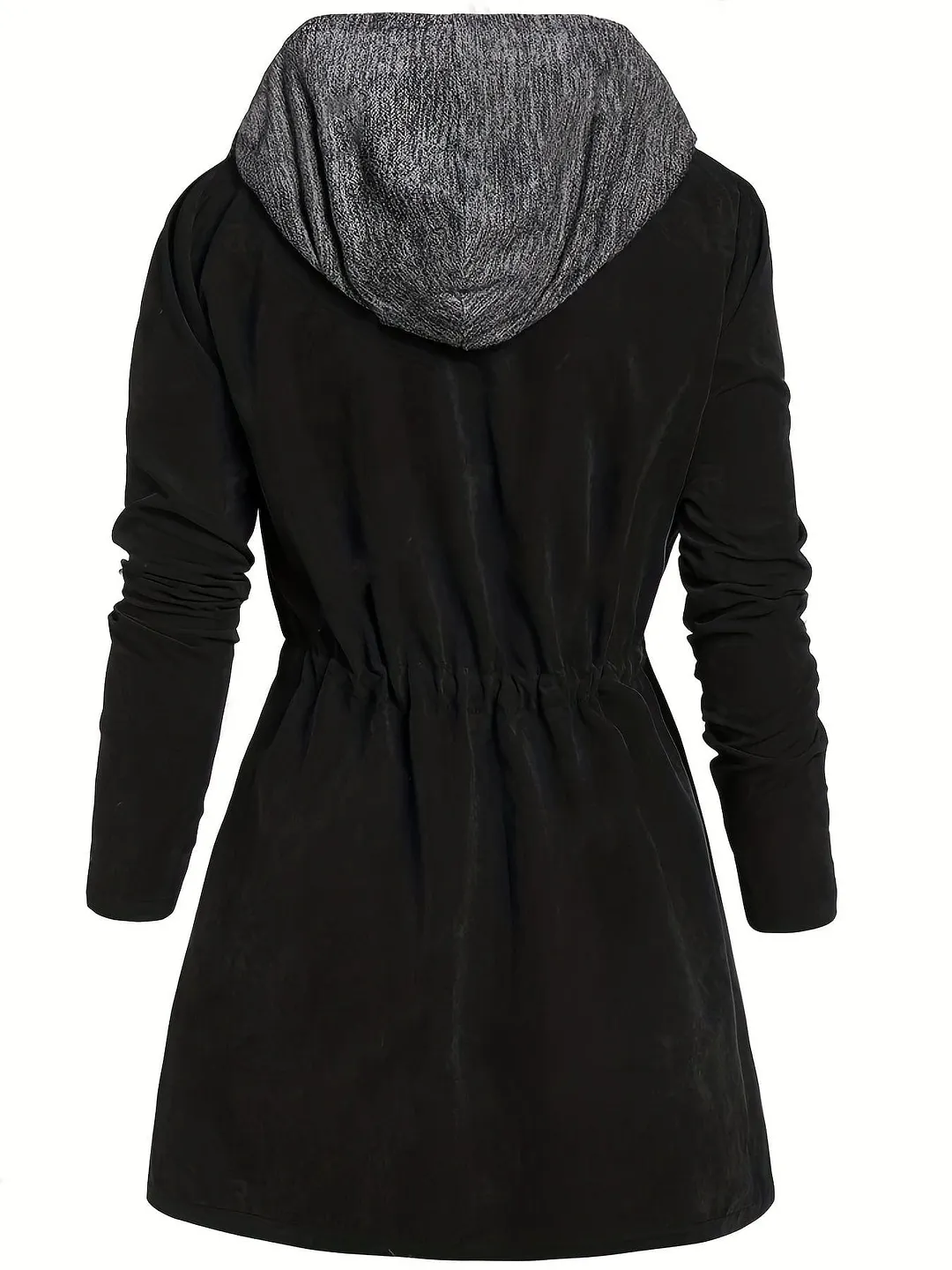 Ruched Hooded Coat Plus Size