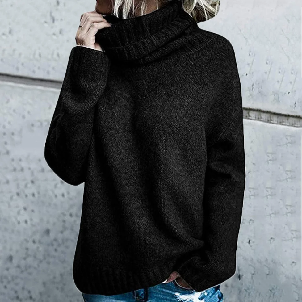Vintage Irregular Turtleneck Long Sleeve Knitted Sweater