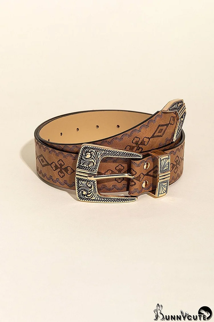 Geo Pattern Square Buckle Belt