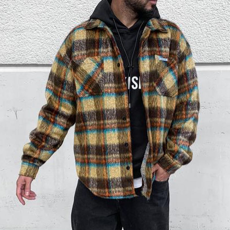 Casual Check Flannel Lapel Jacket