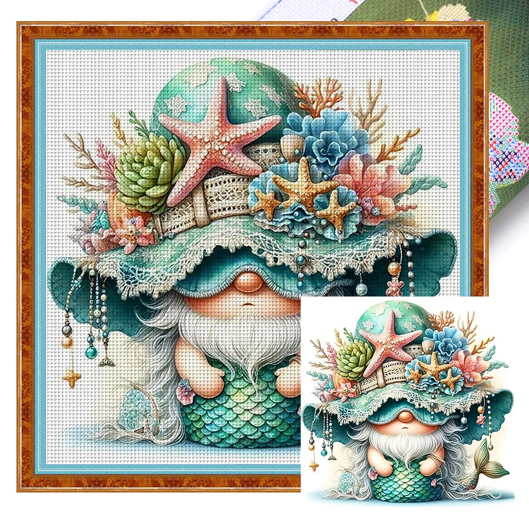 Mona Lisa Brand- Mermaid Goblin- 11CT - 3 Strands Threads Printed cross stitch - 40*40cm(Canvas)