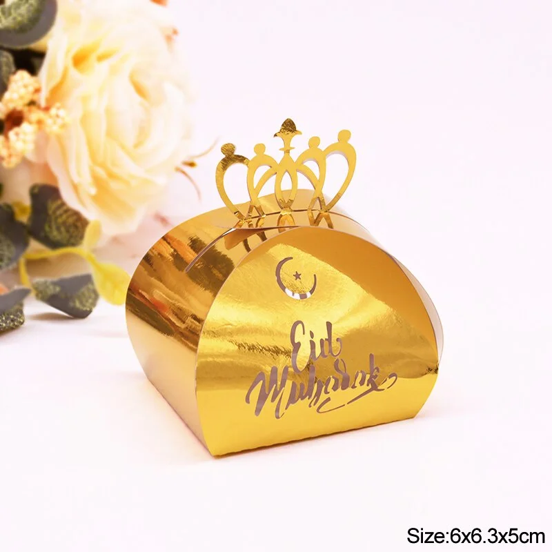 10/20pcs EID Mubarak Chocolate Candy Box Cookie Gift Packaging Boxes Bag Ramadan Kareem Decoration Islamic Muslim Party Supplies