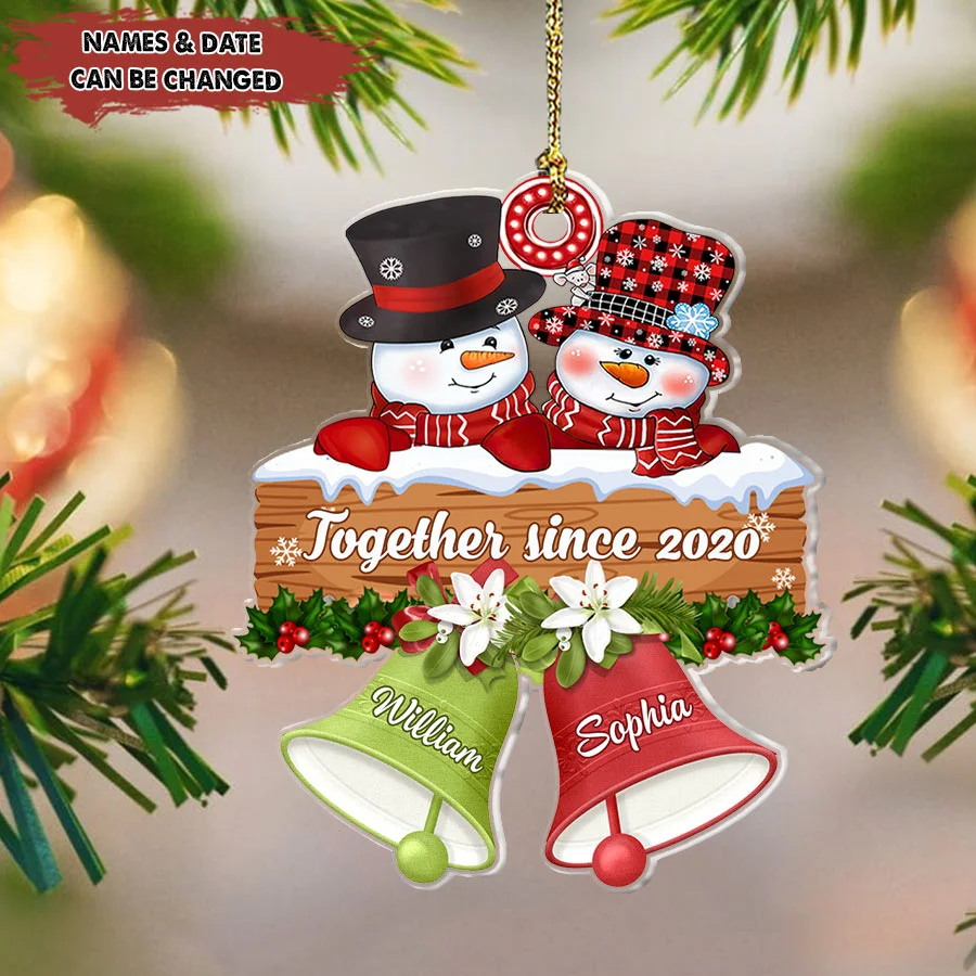 Personalized Christmas Together Since Couple Snowman Ornament