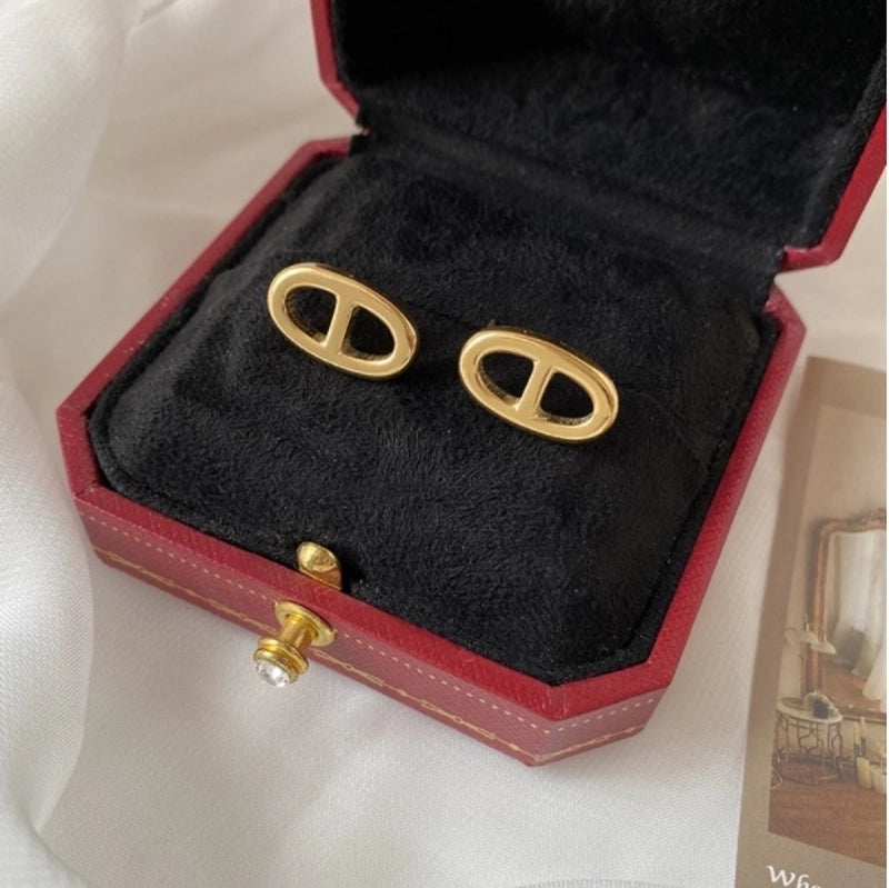 1 Pair Sweet Letter Heart Shape Flower Plating Titanium Steel Ear Studs