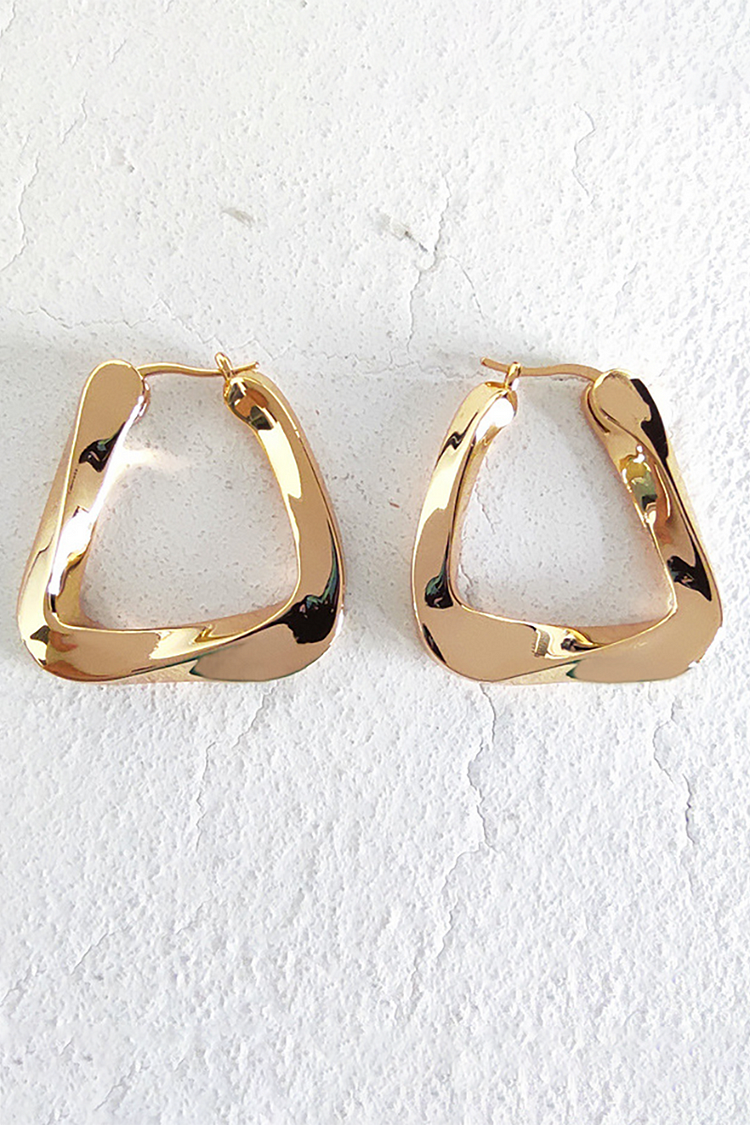 Irregular Geometric Alloy Hoop Earrings-Gold1