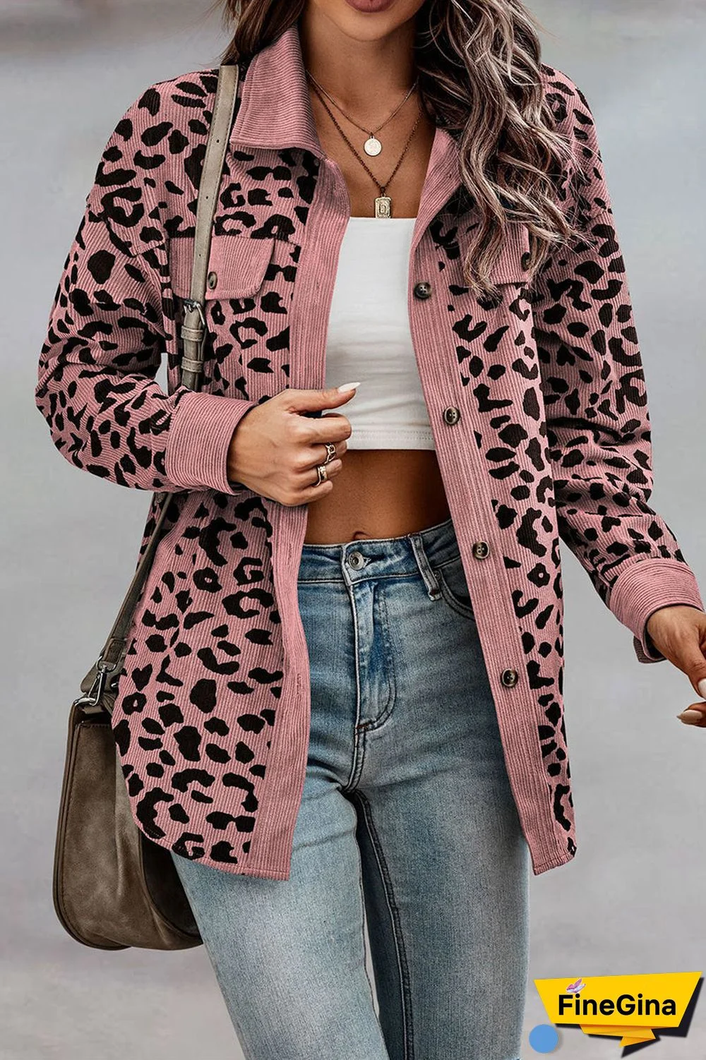 Fashion Print Printing Turndown Collar Tops(5 Colors)