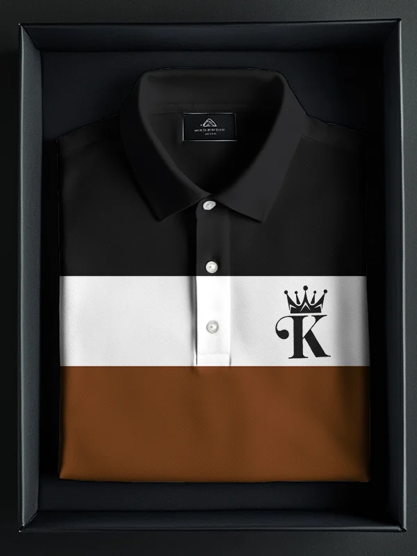 Men's King Color Matching Art Print Polo Shirt