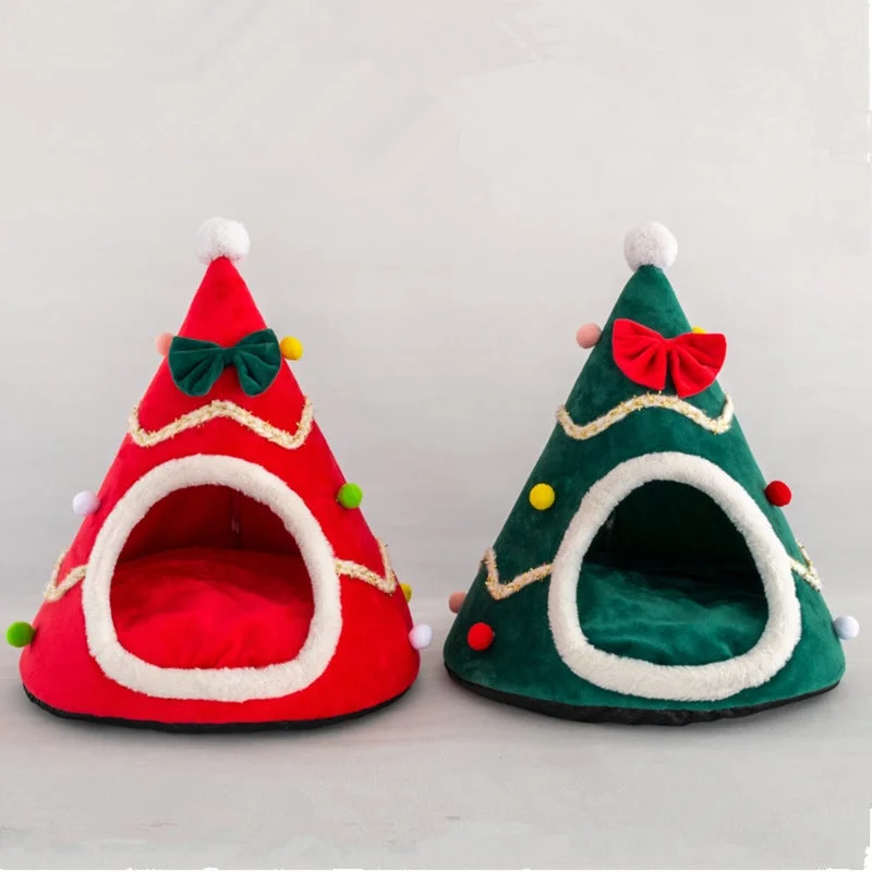 Pet Bed Christmas Tree Shape Dog House