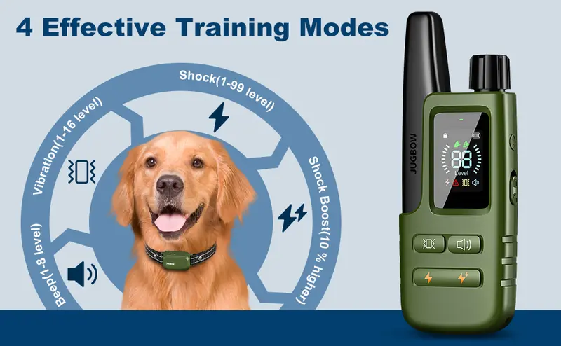 Product Introduction of 【Deals for You】JUGBOW Dog Training Collar 3300FT Dog Training Behavior Aid. Remote IPX7 Waterproof with 4 Training Modes. Outdoor Rechargeable E-Collar DT61 2