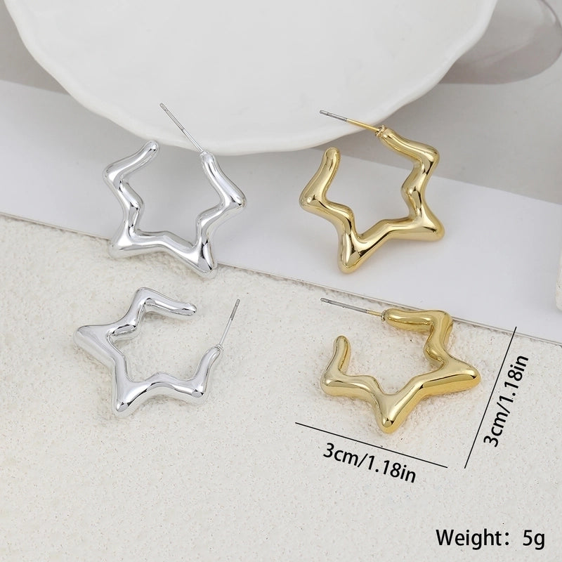 1 Pair Casual Pentagram 304 Stainless Steel Earrings