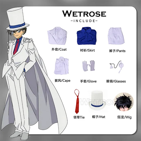 Wetrose] In Stock Kaitou Kiddo Cosplay Costume Kid. the phantom
