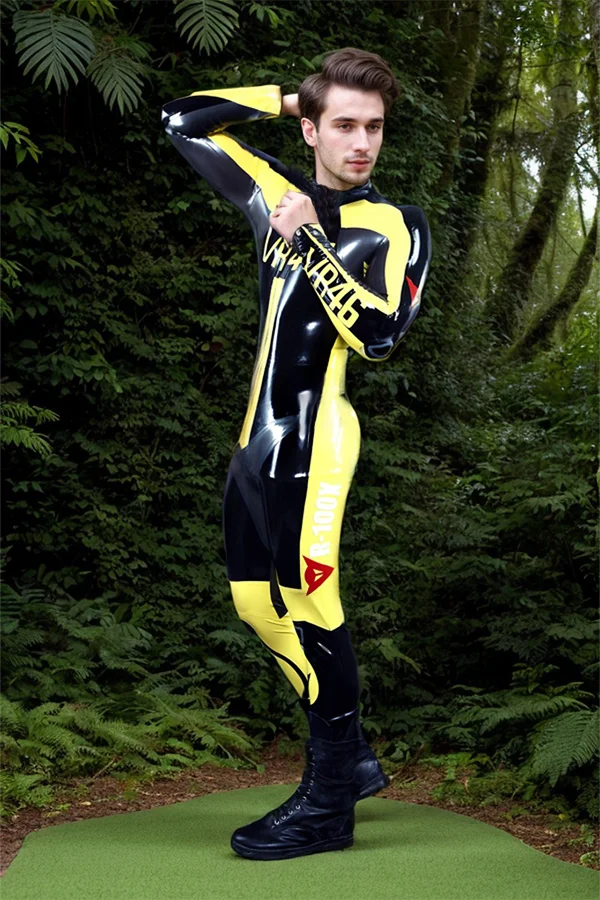 Men Latex Catsuits VR46 MotoGP Biker 