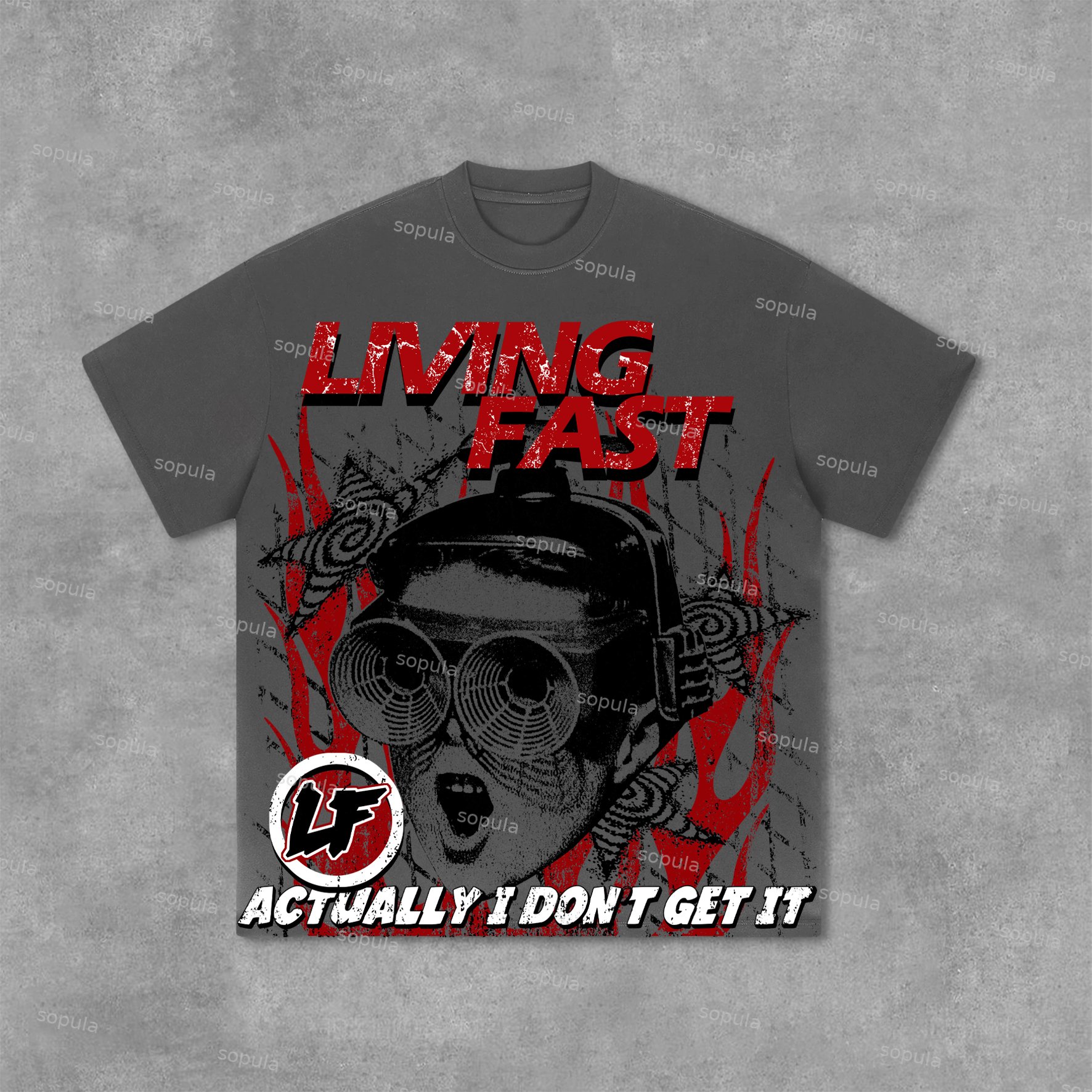 Vintage Portrait Living Fast Graphic Print Cotton T-Shirt - SOPULA