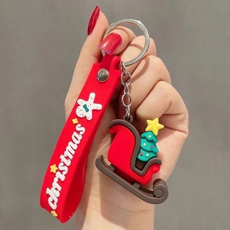 Cartoon Style Christmas Tree Bell Snowman Alloy Soft Glue Christmas Unisex Keychain