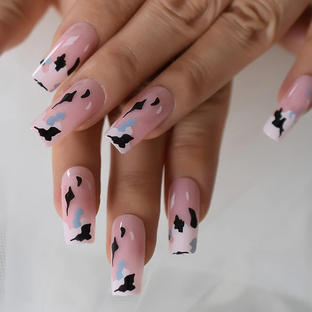 Medium-Short Coffin Pre-Design Rainbow Gilitter Gel Tip Decoration Nails Press On Nail Nails Wholesale Fingernails Nails Tips-Nail Inspo