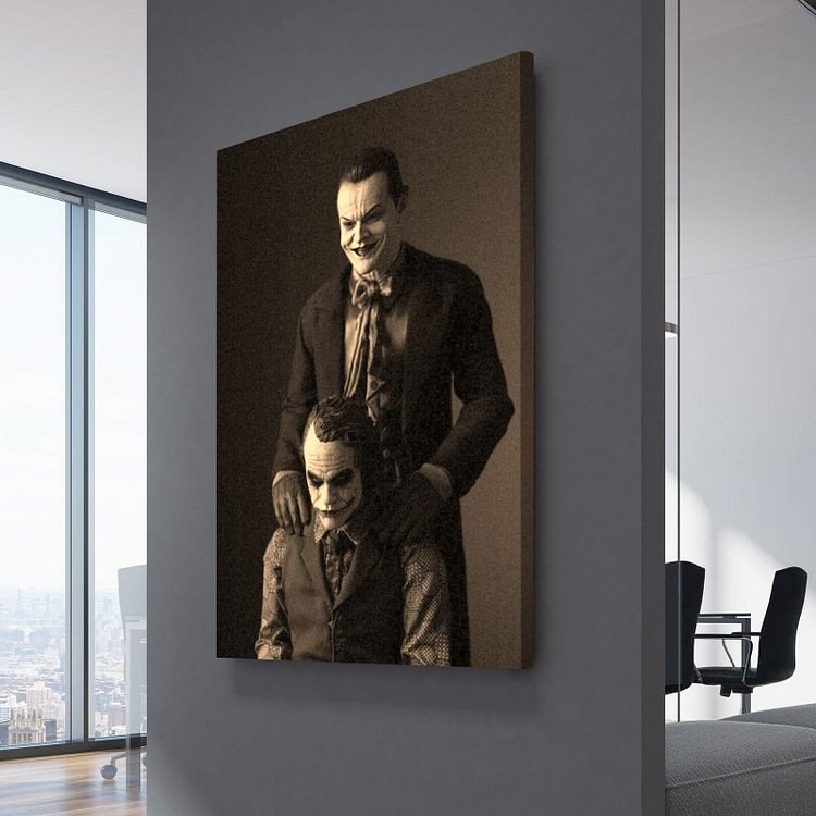 Jack Nicholson And Heath Ledger's Joker Canvas Wall Art