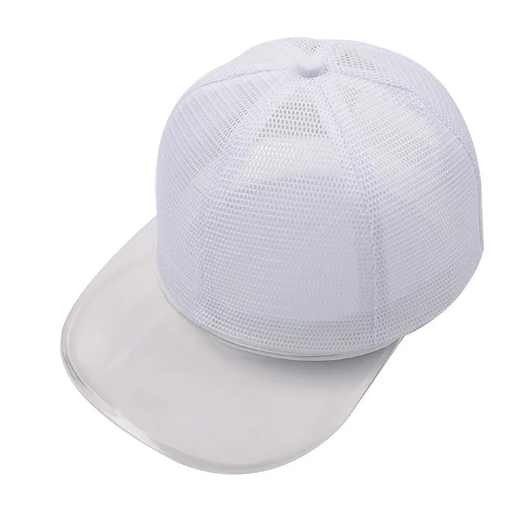 Unisex Plain Full Mesh Baseball Cap Solid Color Transparent Visor Sun Protection Summer Hip Hop Adjustable Snapback Trucker Hat