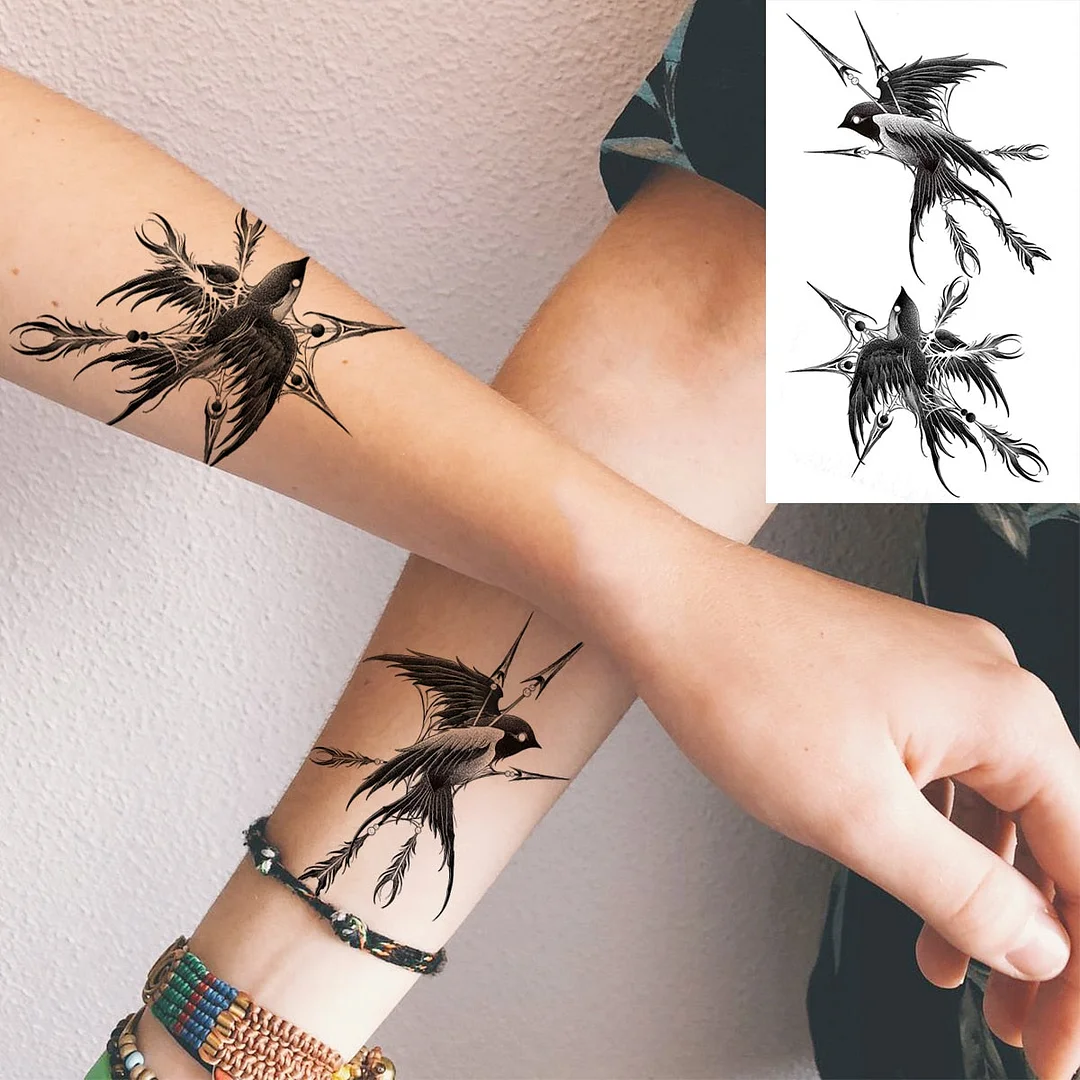 Black Little Flower Fashion Finger Temporary Tattoos For Women Adult Leaves Daisy Rose Fake Tattoo Letter Body Art Tatoos Decal