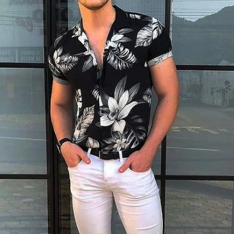 Casual mens Hawaiian print short sleeved shirt / [viawink] /