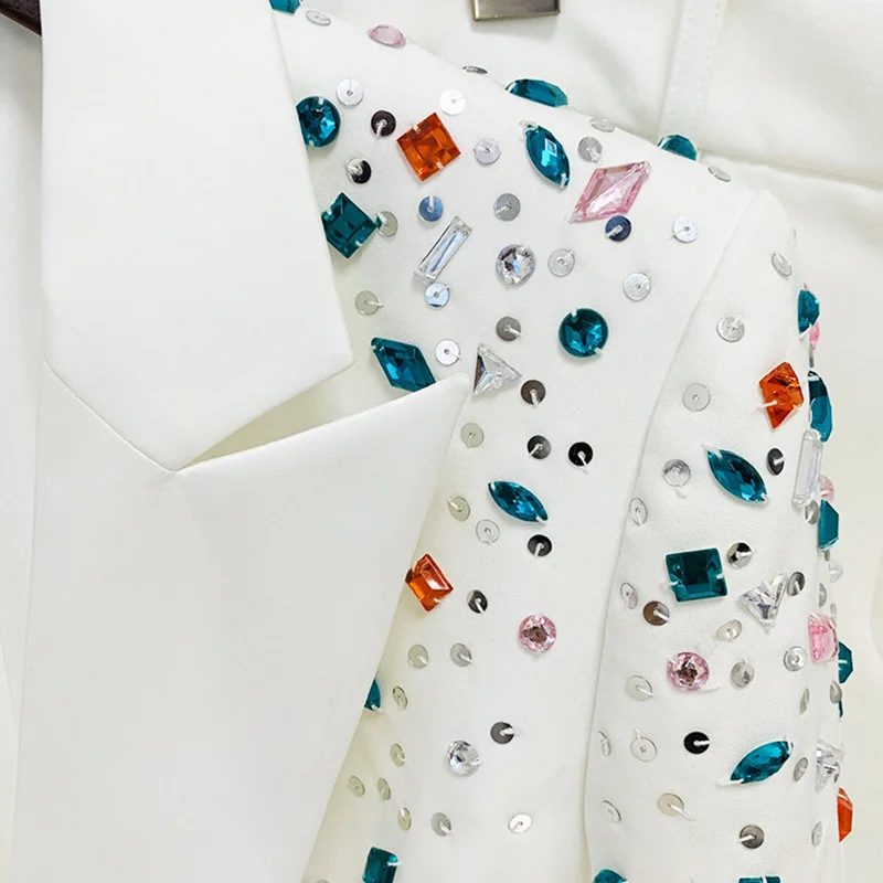 Nigikala Nigikala Fashion New Heavy Industry Nails Color Diamond Repair Suit Jacket Micro-Thorn Trousers Set Two