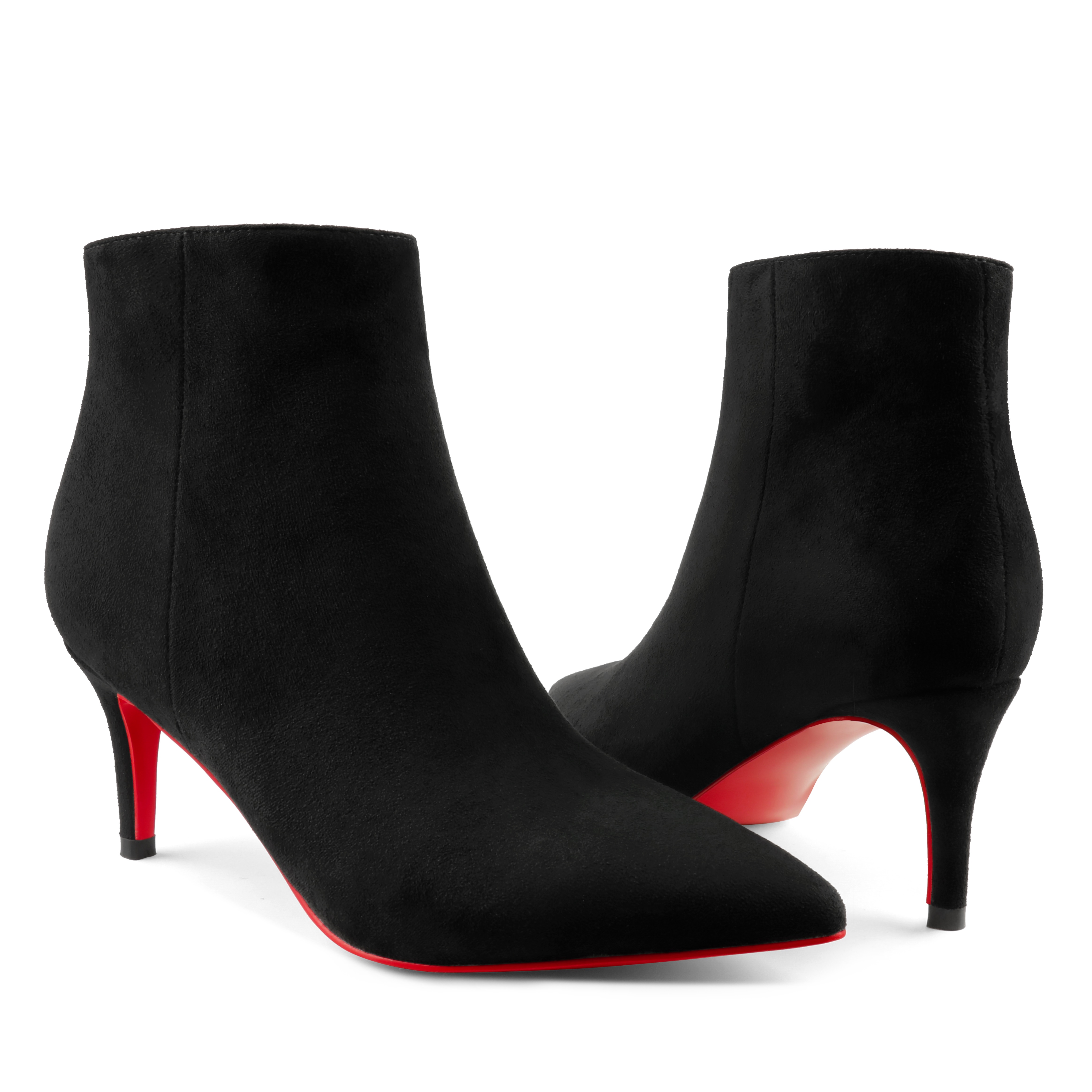 60mm Women's Ankle Boots Closed Pointed Toe Red Bottom Stilettos Booties-vocosishoes