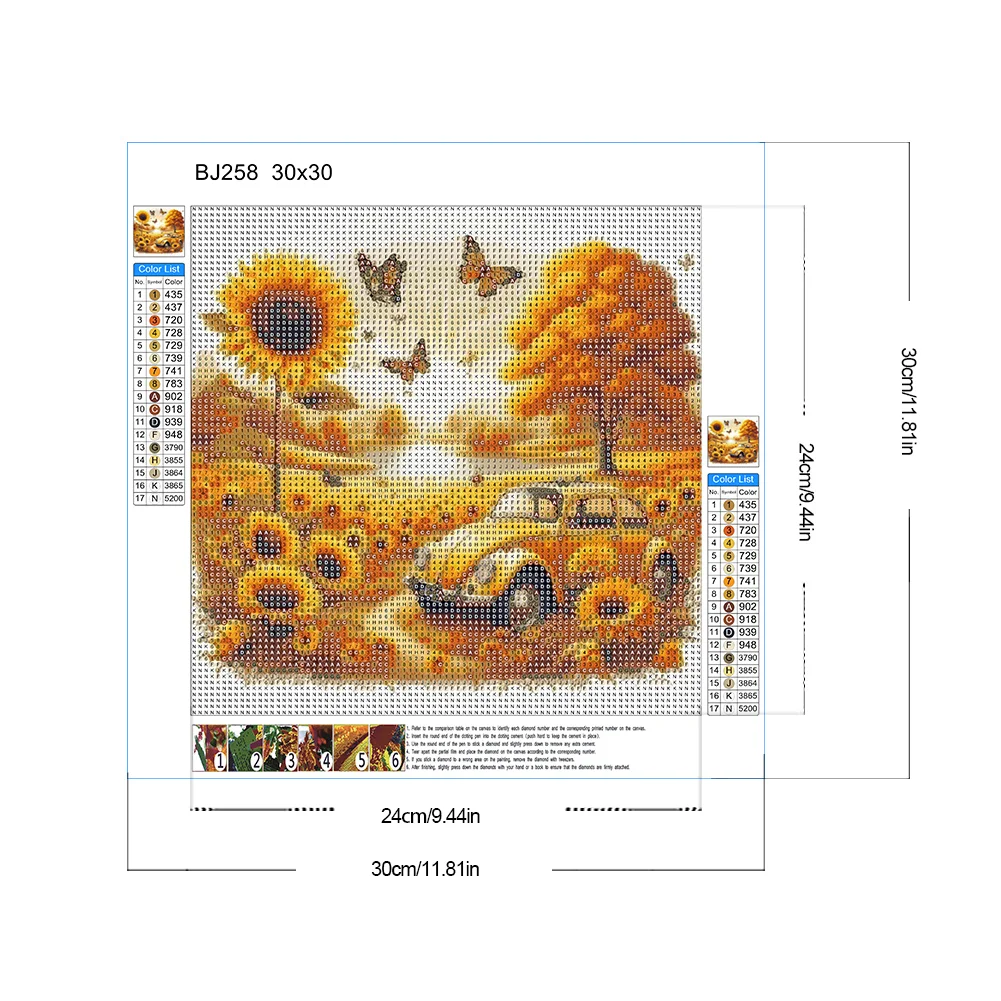 Diamond Painting - Full Round Drill - Sunflower Car(Canvas|30*30cm)